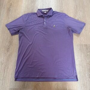 Holderness & Bourne Polo Shirt Men XL Purple Blue Striped Tailored Fit Golf Polo
